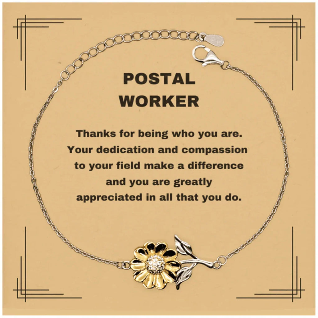 Postal Worker Sunflower Bracelet - Thanks for being who you are - Birthday Christmas Jewelry Gifts Coworkers Colleague Boss