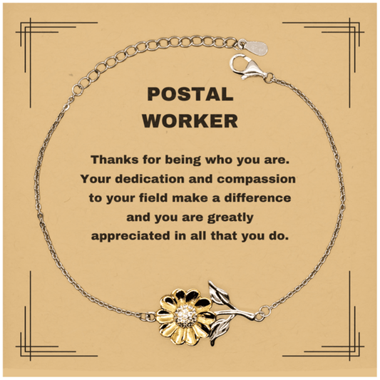 Postal Worker Sunflower Bracelet - Thanks for being who you are - Birthday Christmas Jewelry Gifts Coworkers Colleague Boss - Mallard Moon Gift Shop