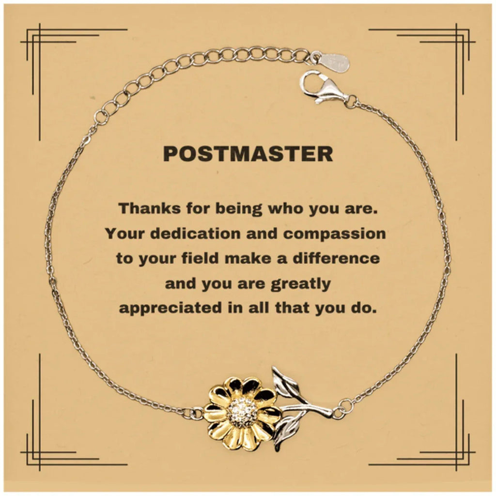Postmaster Sunflower Bracelet - Thanks for being who you are - Birthday Christmas Jewelry Gifts Coworkers Colleague Boss