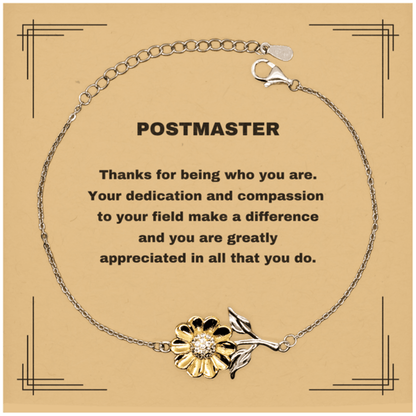 Postmaster Sunflower Bracelet - Thanks for being who you are - Birthday Christmas Jewelry Gifts Coworkers Colleague Boss - Mallard Moon Gift Shop