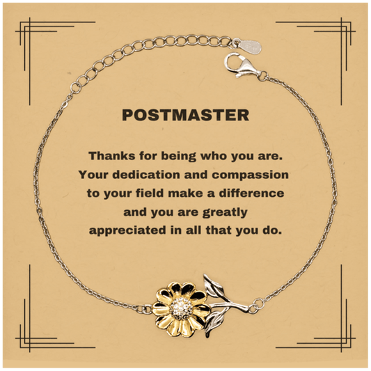 Postmaster Sunflower Bracelet - Thanks for being who you are - Birthday Christmas Jewelry Gifts Coworkers Colleague Boss - Mallard Moon Gift Shop