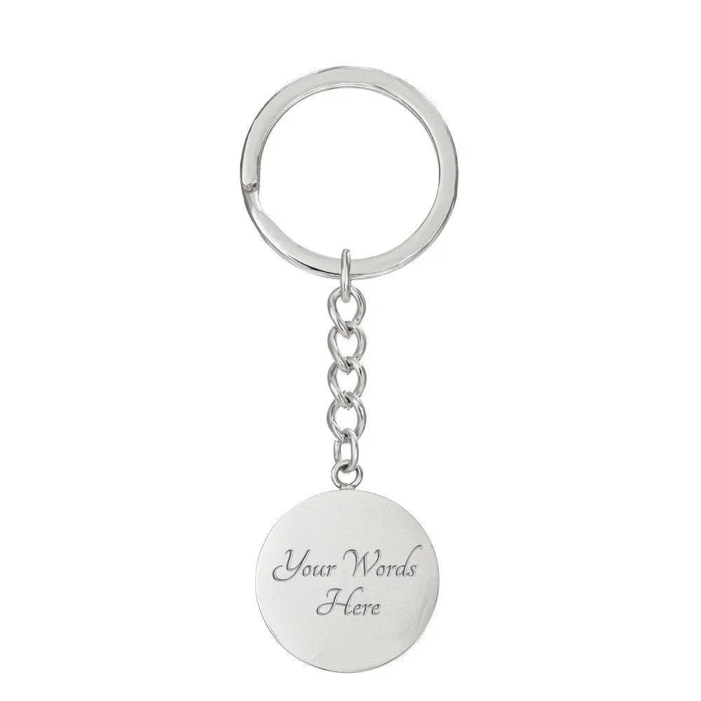 Powered by Love Fueled by Coffee Mom Life Engraved Circle Keychain – Stainless Steel Mother’s Day Gift for Coffee-Loving Moms