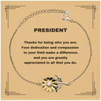 President Sunflower Bracelet - Thanks for being who you are - Birthday Christmas Jewelry Gifts Coworkers Colleague Boss