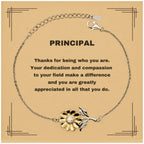 Principal Sunflower Bracelet - Thanks for being who you are - Birthday Christmas Jewelry Gifts Coworkers Colleague Boss