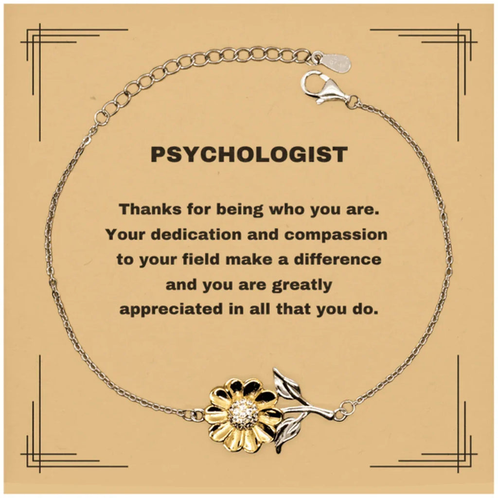Psychologist Sunflower Bracelet - Thanks for being who you are - Birthday Christmas Jewelry Gifts Coworkers Colleague Boss