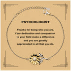 Psychologist Sunflower Bracelet - Thanks for being who you are - Birthday Christmas Jewelry Gifts Coworkers Colleague Boss