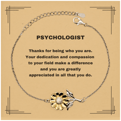 Psychologist Sunflower Bracelet - Thanks for being who you are - Birthday Christmas Jewelry Gifts Coworkers Colleague Boss - Mallard Moon Gift Shop