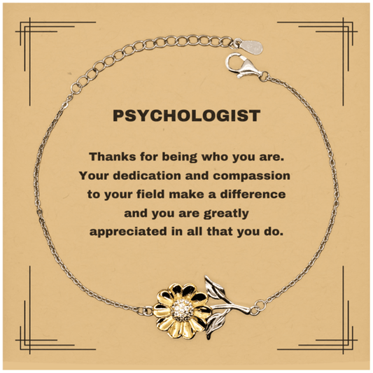 Psychologist Sunflower Bracelet - Thanks for being who you are - Birthday Christmas Jewelry Gifts Coworkers Colleague Boss - Mallard Moon Gift Shop