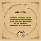 Quilter Sunflower Bracelet - Thanks for being who you are - Birthday Christmas Jewelry Gifts Coworkers Colleague Boss