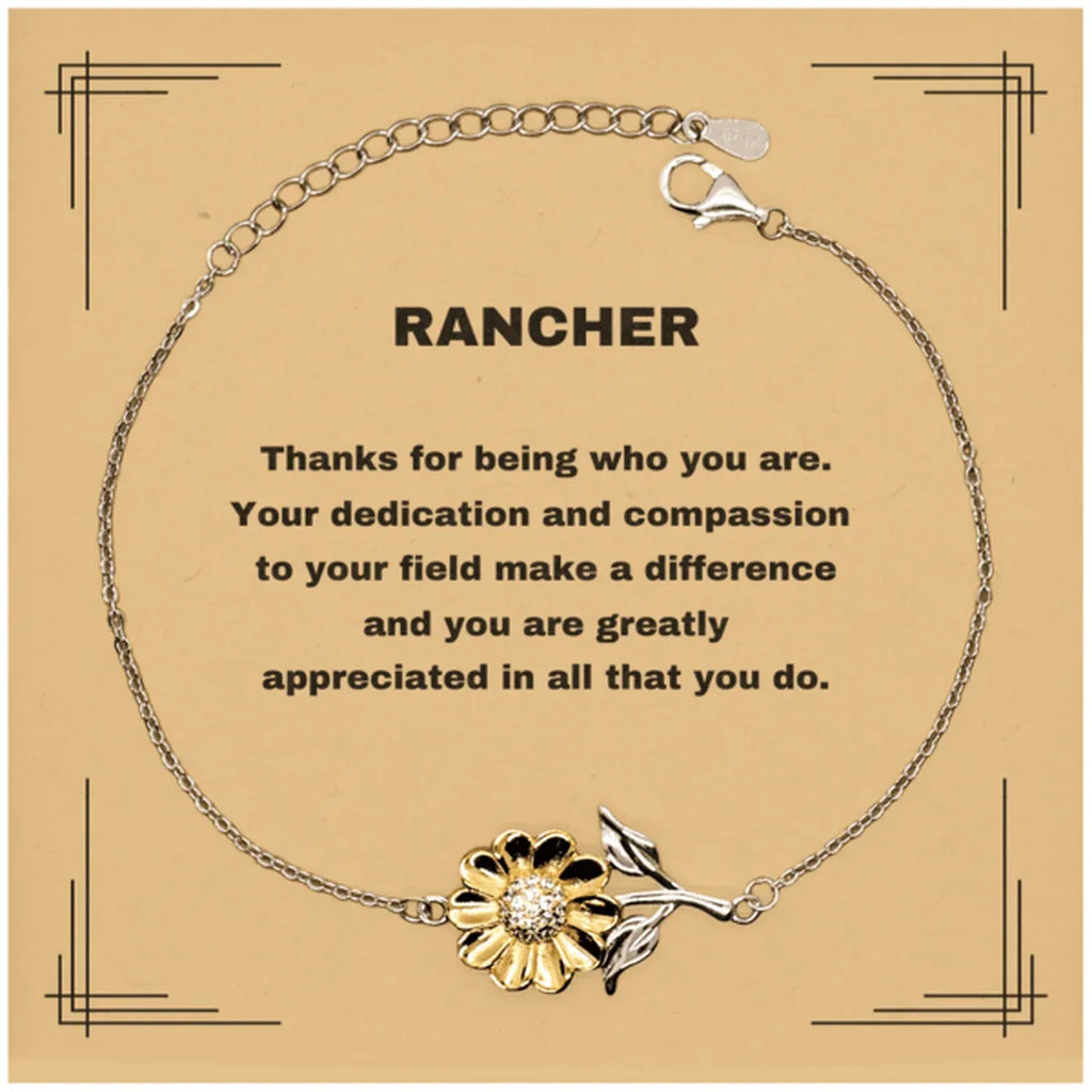 Rancher Sunflower Bracelet - Thanks for being who you are - Birthday Christmas Jewelry Gifts Coworkers Colleague Boss