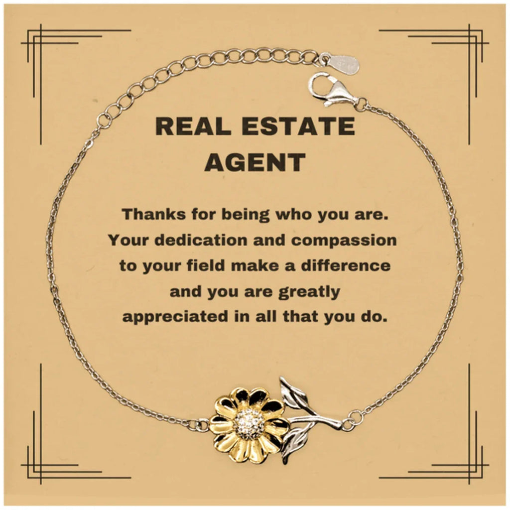 Real Estate Agent Sunflower Bracelet - Thanks for being who you are - Birthday Christmas Jewelry Gifts Coworkers Colleague Boss