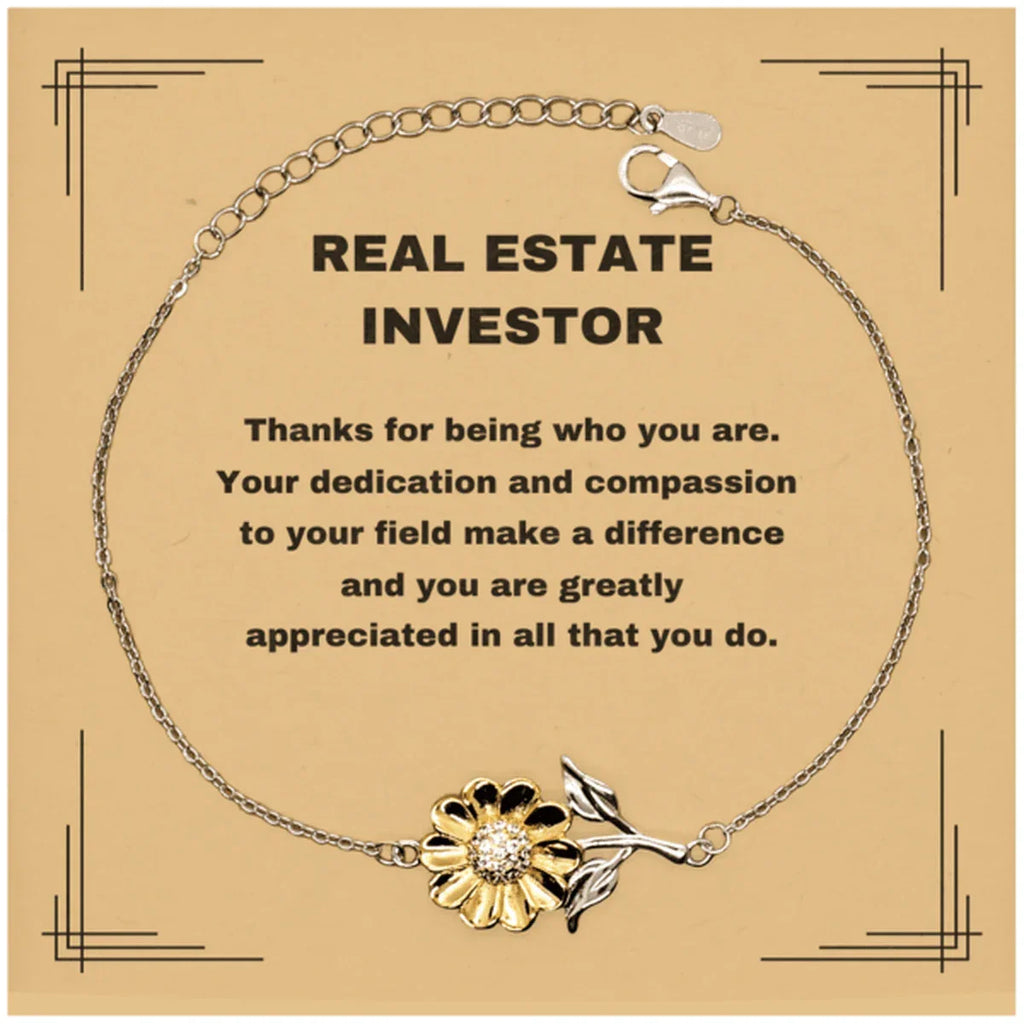 Real Estate Investor Sunflower Bracelet - Thanks for being who you are - Birthday Christmas Jewelry Gifts Coworkers Colleague Boss