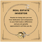 Real Estate Investor Sunflower Bracelet - Thanks for being who you are - Birthday Christmas Jewelry Gifts Coworkers Colleague Boss