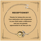 Receptionist Sunflower Bracelet - Thanks for being who you are - Birthday Christmas Jewelry Gifts Coworkers Colleague Boss