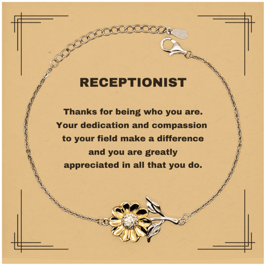 Receptionist Sunflower Bracelet - Thanks for being who you are - Birthday Christmas Jewelry Gifts Coworkers Colleague Boss - Mallard Moon Gift Shop