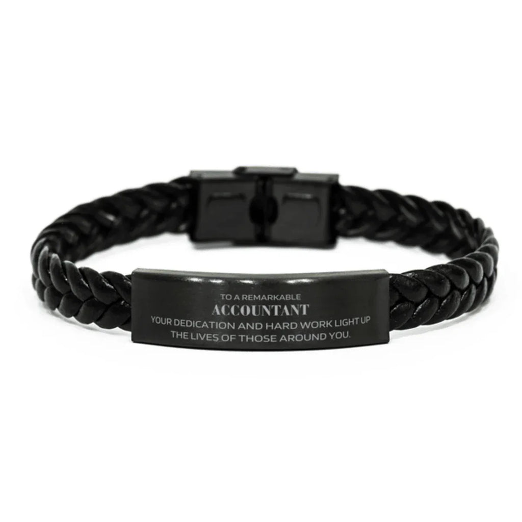 Remarkable Accountant Gifts, Your dedication and hard work, Inspirational Birthday Christmas Unique Braided Leather Bracelet For Accountant, Coworkers, Men, Women, Friends