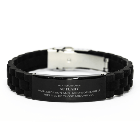 Remarkable Actuary Gifts, Your dedication and hard work, Inspirational Birthday Christmas Unique Black Glidelock Clasp Bracelet For Actuary, Coworkers, Men, Women, Friends - Mallard Moon Gift Shop