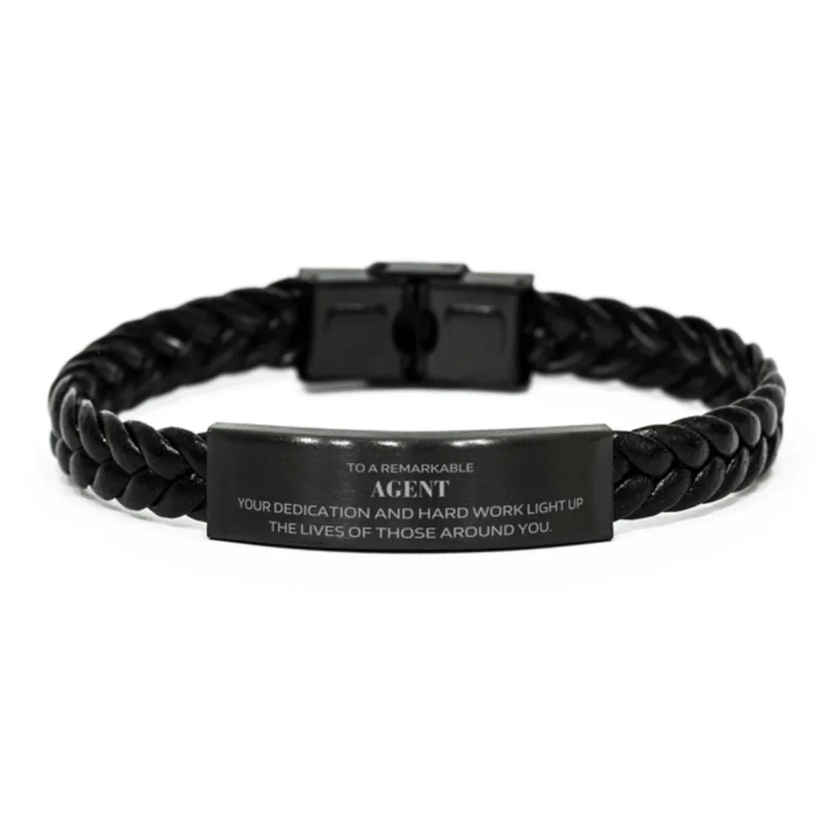 Remarkable Agent Gifts, Your dedication and hard work, Inspirational Birthday Christmas Unique Braided Leather Bracelet For Agent, Coworkers, Men, Women, Friends