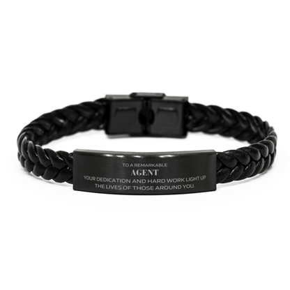 Remarkable Agent Gifts, Your dedication and hard work, Inspirational Birthday Christmas Unique Braided Leather Bracelet For Agent, Coworkers, Men, Women, Friends - Mallard Moon Gift Shop