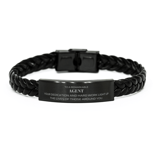 Remarkable Agent Gifts, Your dedication and hard work, Inspirational Birthday Christmas Unique Braided Leather Bracelet For Agent, Coworkers, Men, Women, Friends - Mallard Moon Gift Shop