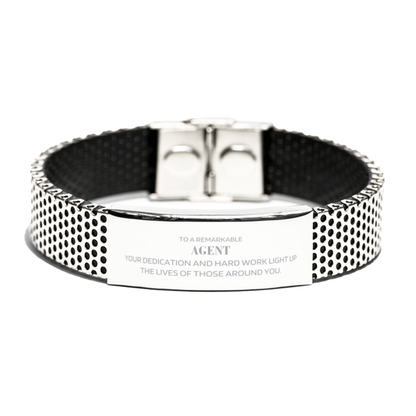 Remarkable Agent Gifts, Your dedication and hard work, Inspirational Birthday Christmas Unique Stainless Steel Bracelet For Agent, Coworkers, Men, Women, Friends - Mallard Moon Gift Shop