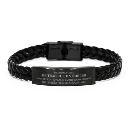 Remarkable Air Traffic Controller Gifts, Your dedication and hard work, Inspirational Birthday Christmas Unique Braided Leather Bracelet For Air Traffic Controller, Coworkers, Men, Women, Friends - Mallard Moon Gift Shop