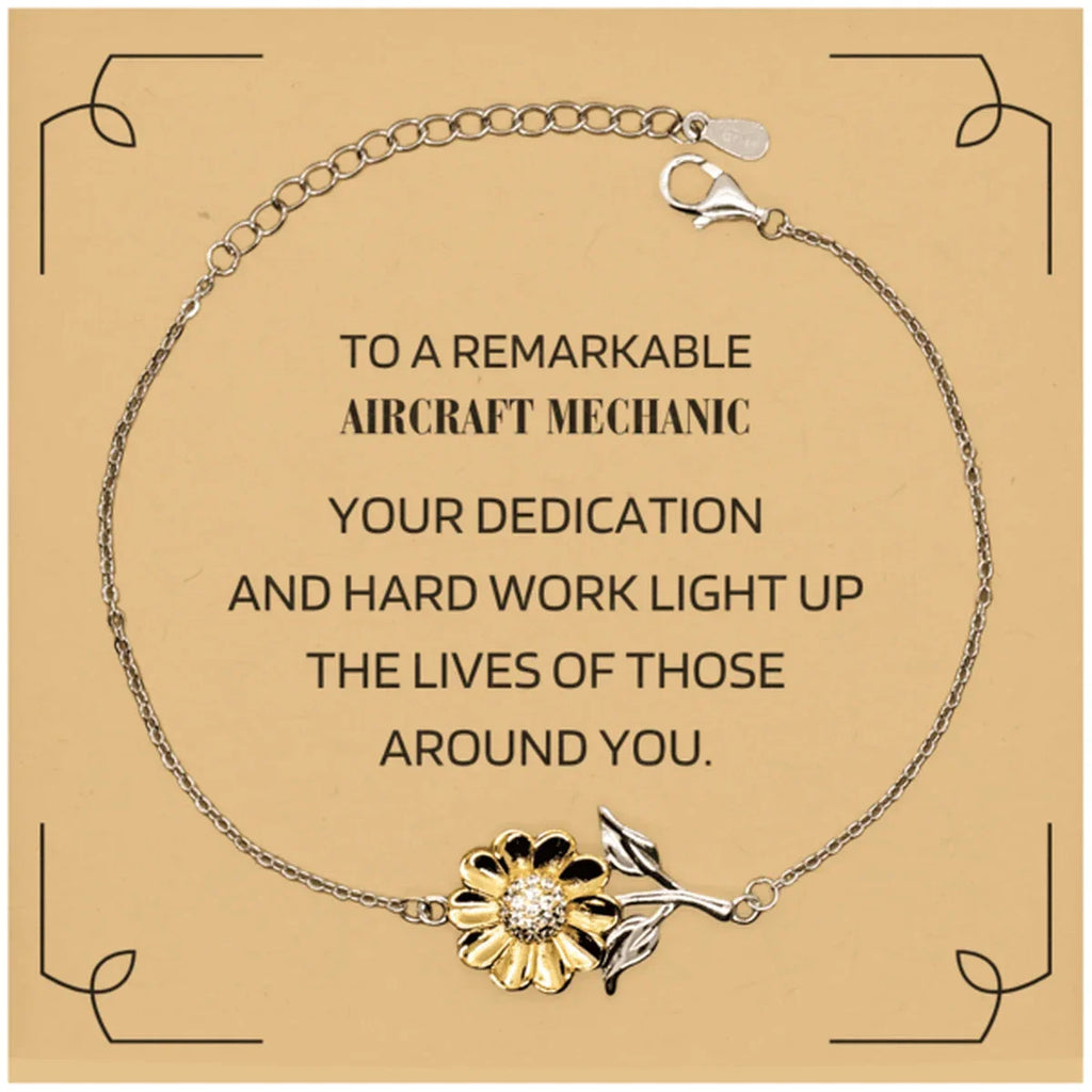 Remarkable Aircraft Mechanic Gifts, Your dedication and hard work, Inspirational Birthday Christmas Unique Sunflower Bracelet For Aircraft Mechanic, Coworkers, Men, Women, Friends