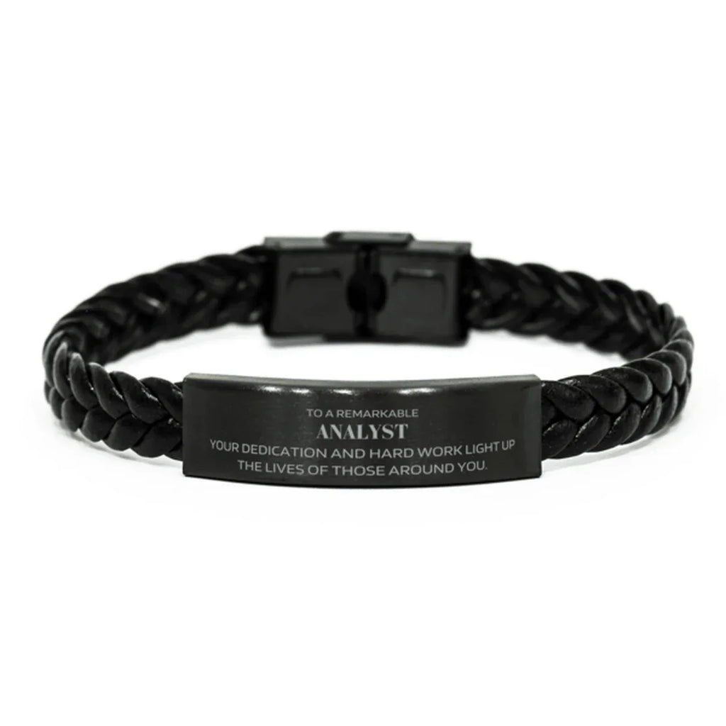 Remarkable Analyst Gifts, Your dedication and hard work, Inspirational Birthday Christmas Unique Braided Leather Bracelet For Analyst, Coworkers, Men, Women, Friends