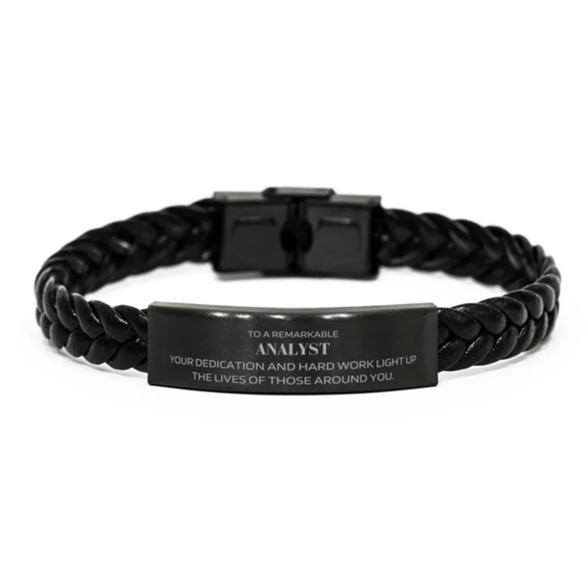 Remarkable Analyst Gifts, Your dedication and hard work, Inspirational Birthday Christmas Unique Braided Leather Bracelet For Analyst, Coworkers, Men, Women, Friends