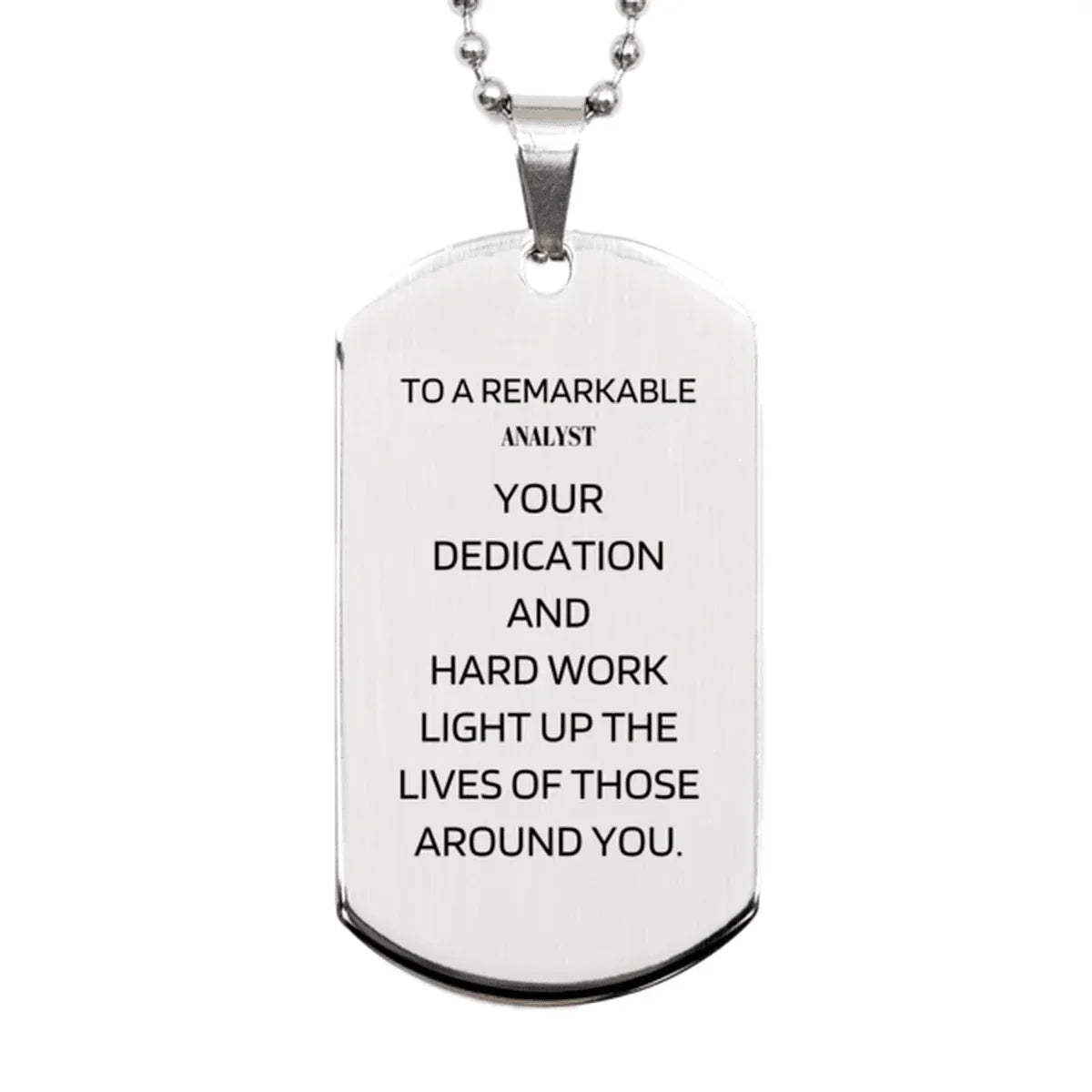 Remarkable Analyst Gifts, Your dedication and hard work, Inspirational Birthday Christmas Unique Silver Dog Tag For Analyst, Coworkers, Men, Women, Friends