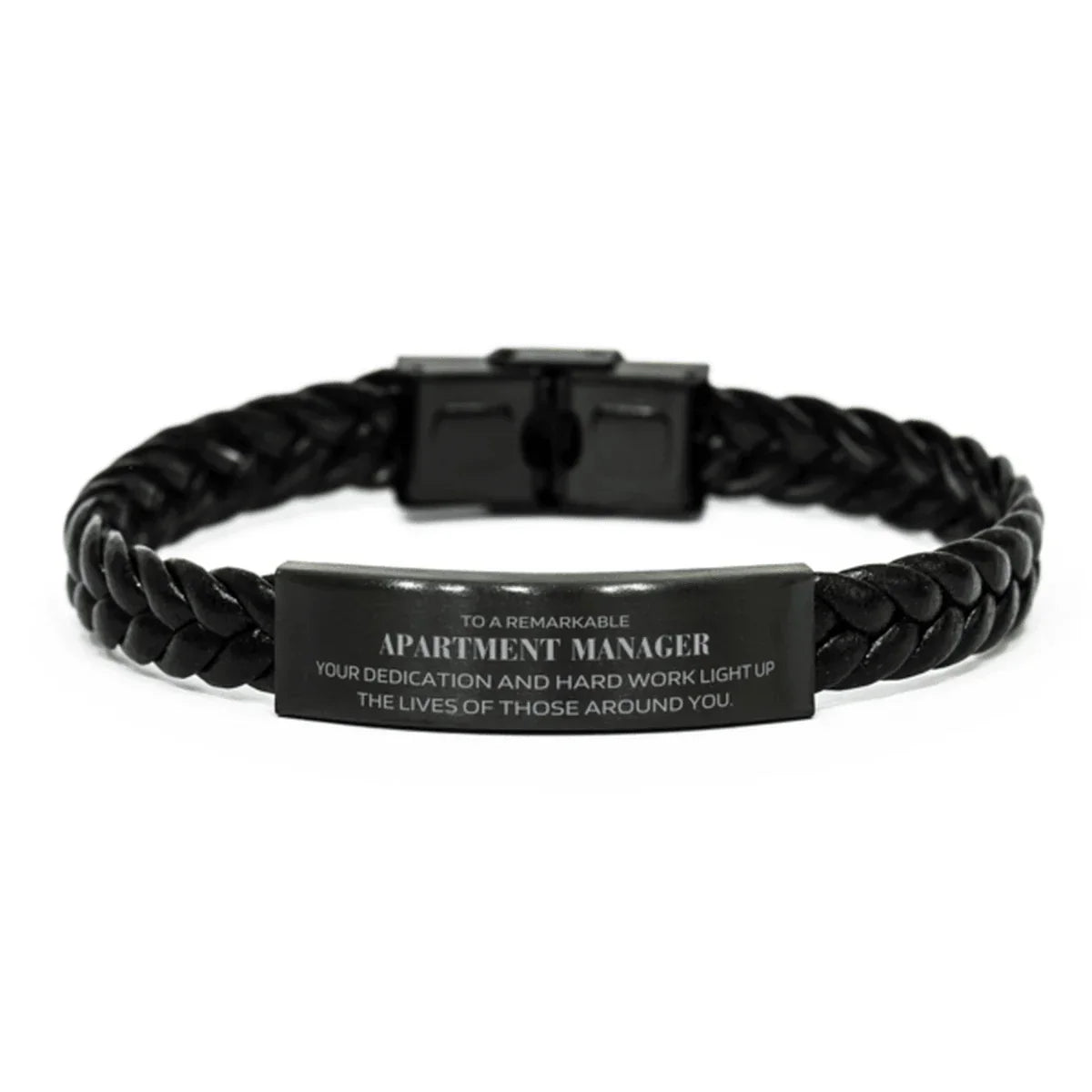 Remarkable Apartment Manager Gifts, Your dedication and hard work, Inspirational Birthday Christmas Unique Braided Leather Bracelet For Apartment Manager, Coworkers, Men, Women, Friends