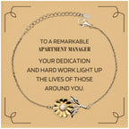 Remarkable Apartment Manager Gifts, Your dedication and hard work, Inspirational Birthday Christmas Unique Sunflower Bracelet For Apartment Manager, Coworkers, Men, Women, Friends