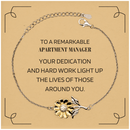 Remarkable Apartment Manager Gifts, Your dedication and hard work, Inspirational Birthday Christmas Unique Sunflower Bracelet For Apartment Manager, Coworkers, Men, Women, Friends - Mallard Moon Gift Shop