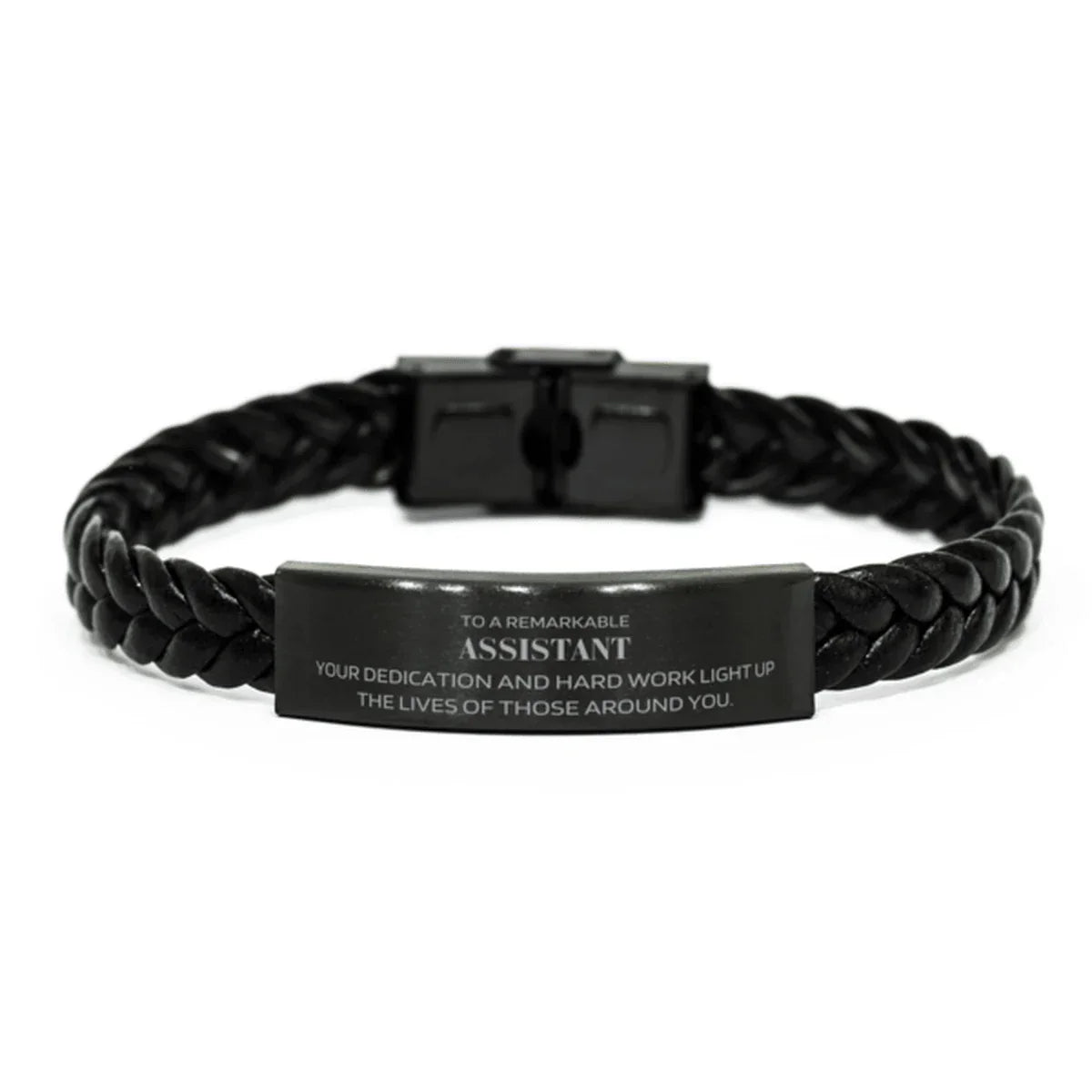Remarkable Assistant Gifts, Your dedication and hard work, Inspirational Birthday Christmas Unique Braided Leather Bracelet For Assistant, Coworkers, Men, Women, Friends