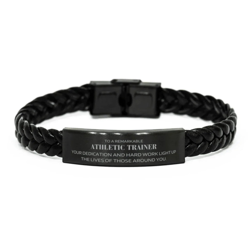 Remarkable Athletic Trainer Gifts, Your dedication and hard work, Inspirational Birthday Christmas Unique Braided Leather Bracelet For Athletic Trainer, Coworkers, Men, Women, Friends