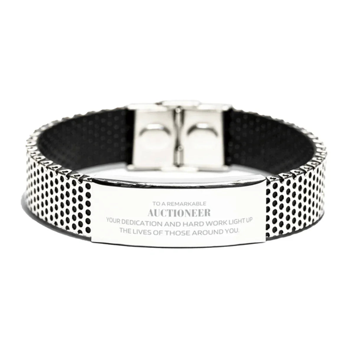 Remarkable Auctioneer Gifts, Your dedication and hard work, Inspirational Birthday Christmas Unique Stainless Steel Bracelet For Auctioneer, Coworkers, Men, Women, Friends