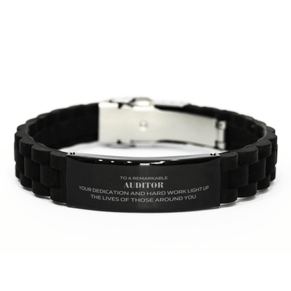 Remarkable Auditor Gifts, Your dedication and hard work, Inspirational Birthday Christmas Unique Black Glidelock Clasp Bracelet For Auditor, Coworkers, Men, Women, Friends - Mallard Moon Gift Shop