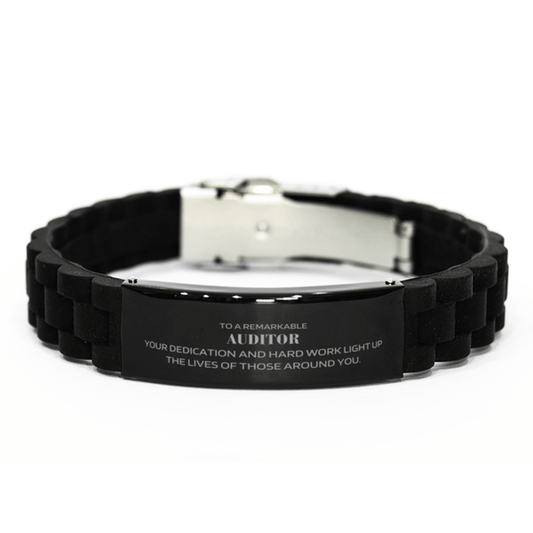 Remarkable Auditor Gifts, Your dedication and hard work, Inspirational Birthday Christmas Unique Black Glidelock Clasp Bracelet For Auditor, Coworkers, Men, Women, Friends - Mallard Moon Gift Shop