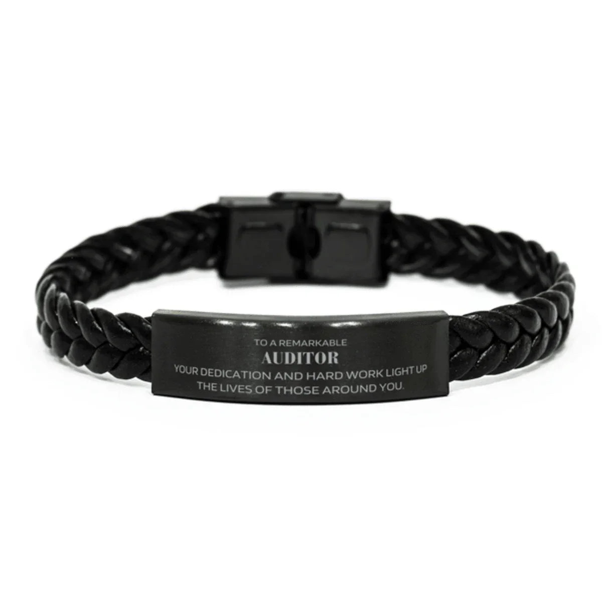 Remarkable Auditor Gifts, Your dedication and hard work, Inspirational Birthday Christmas Unique Braided Leather Bracelet For Auditor, Coworkers, Men, Women, Friends
