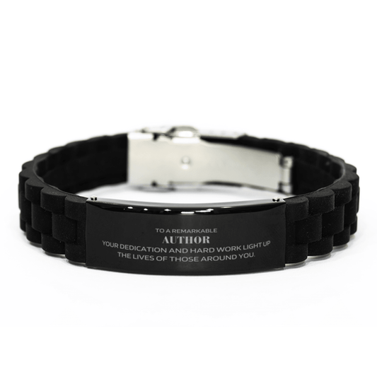 Remarkable Author Gifts, Your dedication and hard work, Inspirational Birthday Christmas Unique Black Glidelock Clasp Bracelet For Author, Coworkers, Men, Women, Friends - Mallard Moon Gift Shop