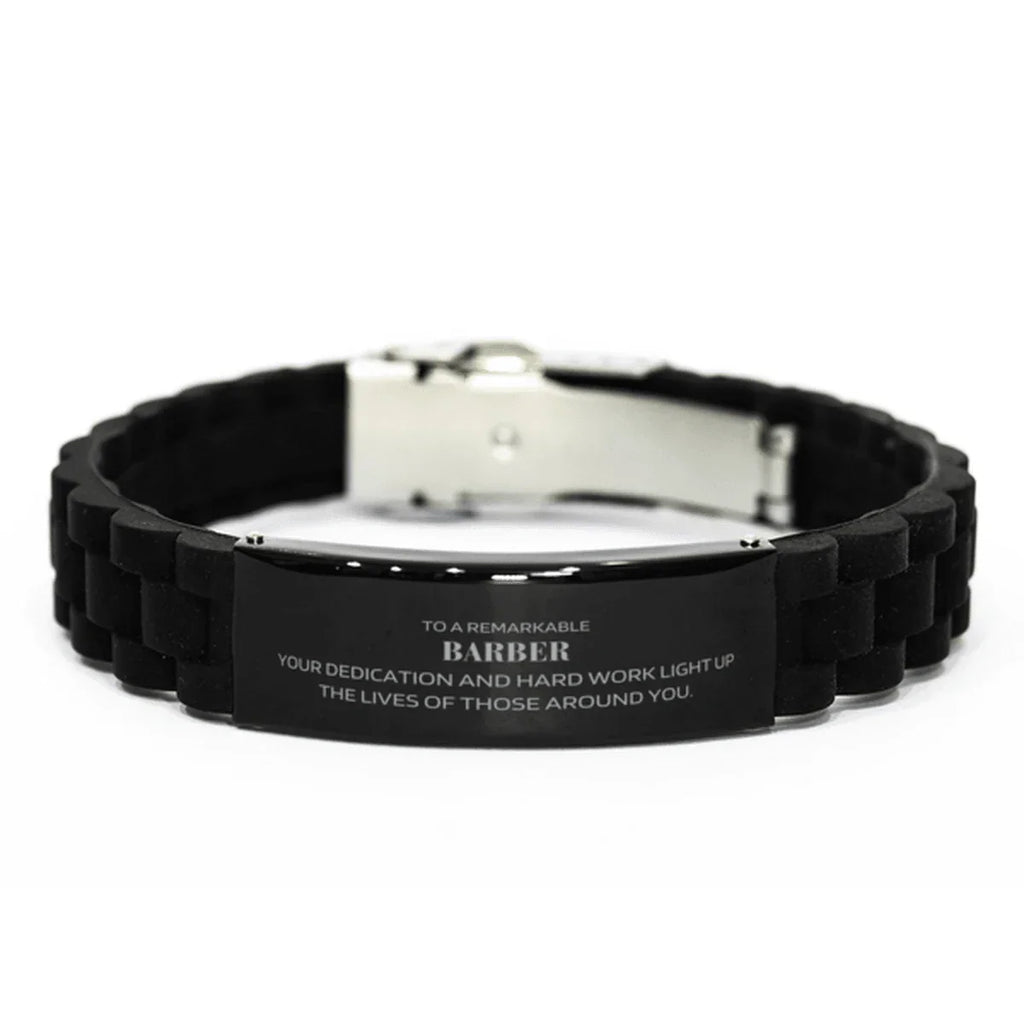 Remarkable Barber Gifts, Your dedication and hard work, Inspirational Birthday Christmas Unique Black Glidelock Clasp Bracelet For Barber, Coworkers, Men, Women, Friends