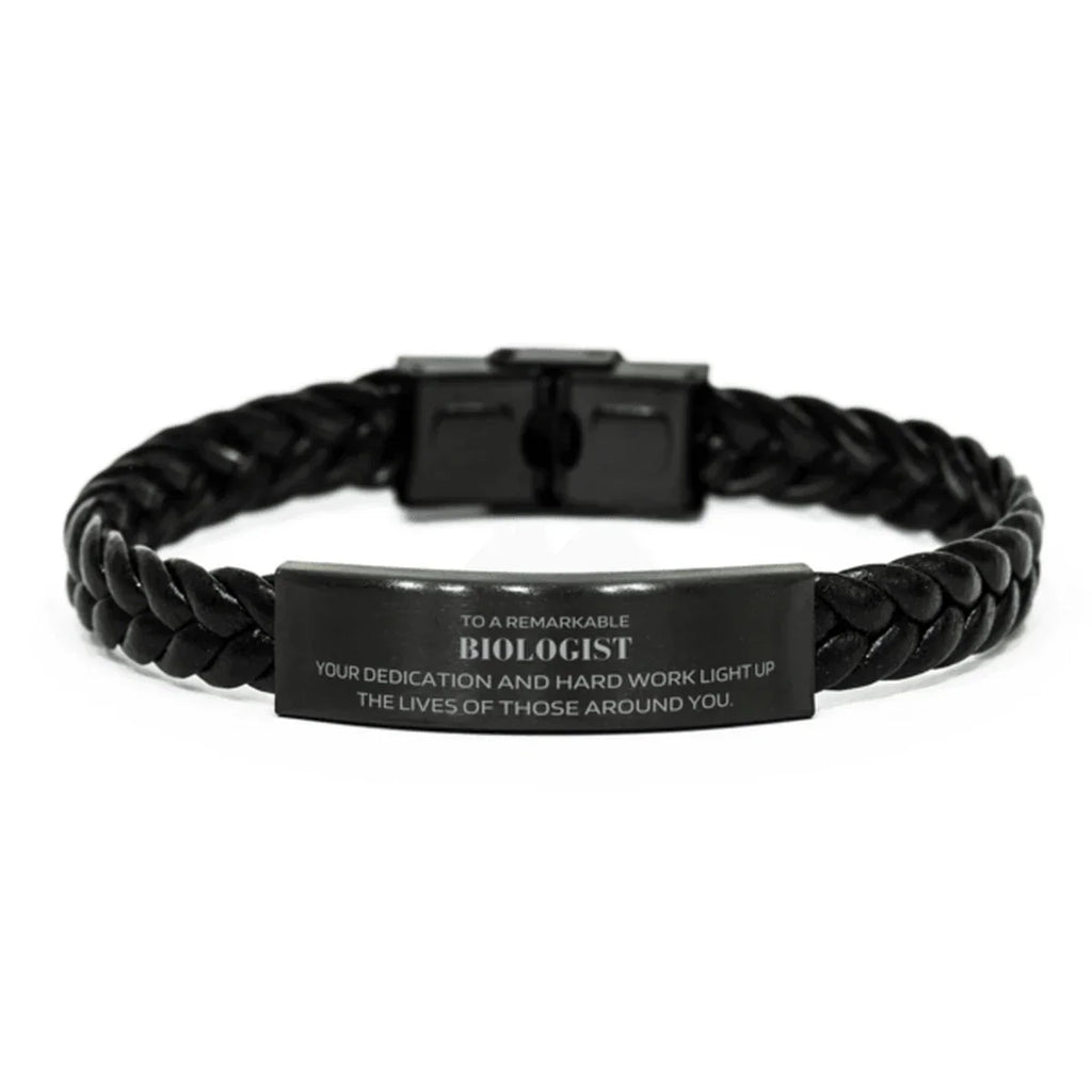 Remarkable Biologist Gifts, Your dedication and hard work, Inspirational Birthday Christmas Unique Braided Leather Bracelet For Biologist, Coworkers, Men, Women, Friends