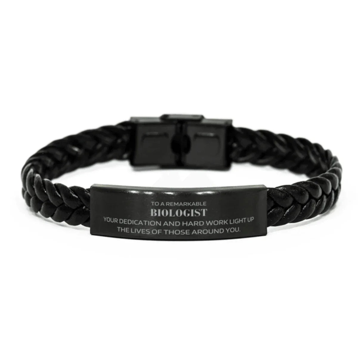 Remarkable Biologist Gifts, Your dedication and hard work, Inspirational Birthday Christmas Unique Braided Leather Bracelet For Biologist, Coworkers, Men, Women, Friends