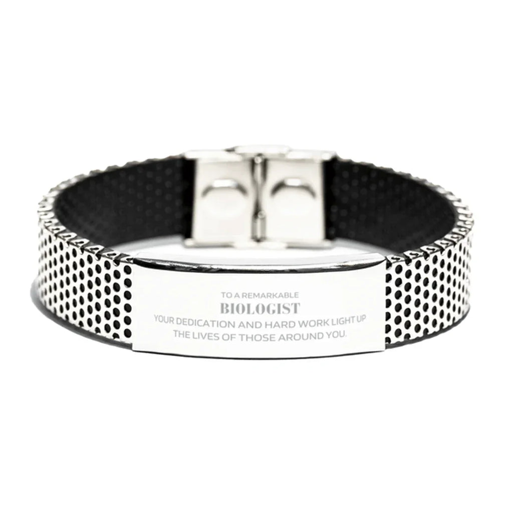 Remarkable Biologist Gifts, Your dedication and hard work, Inspirational Birthday Christmas Unique Stainless Steel Bracelet For Biologist, Coworkers, Men, Women, Friends