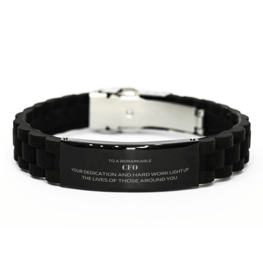 Remarkable CFO Gifts, Your dedication and hard work, Inspirational Birthday Christmas Unique Black Glidelock Clasp Bracelet For CFO, Coworkers, Men, Women, Friends - Mallard Moon Gift Shop