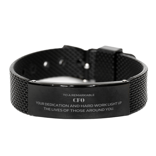 Remarkable CFO Gifts, Your dedication and hard work, Inspirational Birthday Christmas Unique Black Shark Mesh Bracelet For CFO, Coworkers, Men, Women, Friends - Mallard Moon Gift Shop