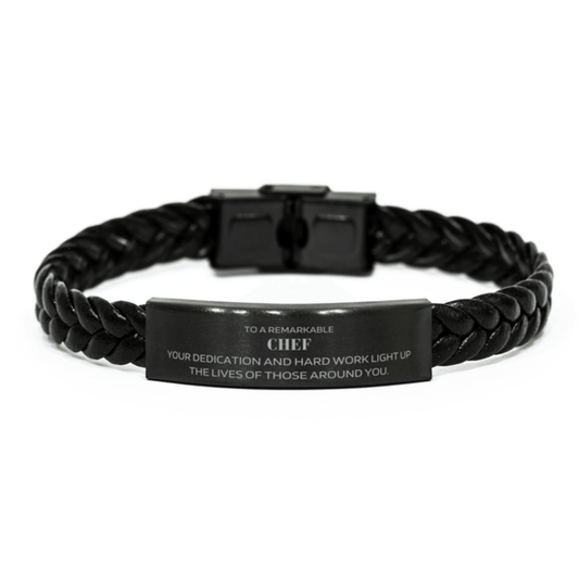 Remarkable Chef Gifts, Your dedication and hard work, Inspirational Birthday Christmas Unique Braided Leather Bracelet For Chef, Coworkers, Men, Women, Friends - Mallard Moon Gift Shop