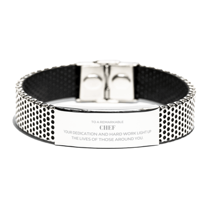 Remarkable Chef Gifts, Your dedication and hard work, Inspirational Birthday Christmas Unique Stainless Steel Bracelet For Chef, Coworkers, Men, Women, Friends - Mallard Moon Gift Shop