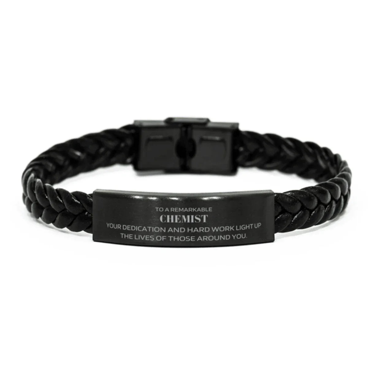 Remarkable Chemist Gifts, Your dedication and hard work, Inspirational Birthday Christmas Unique Braided Leather Bracelet For Chemist, Coworkers, Men, Women, Friends