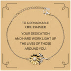 Remarkable Civil Engineer Gifts, Your dedication and hard work, Inspirational Birthday Christmas Unique Sunflower Bracelet For Civil Engineer, Coworkers, Men, Women, Friends